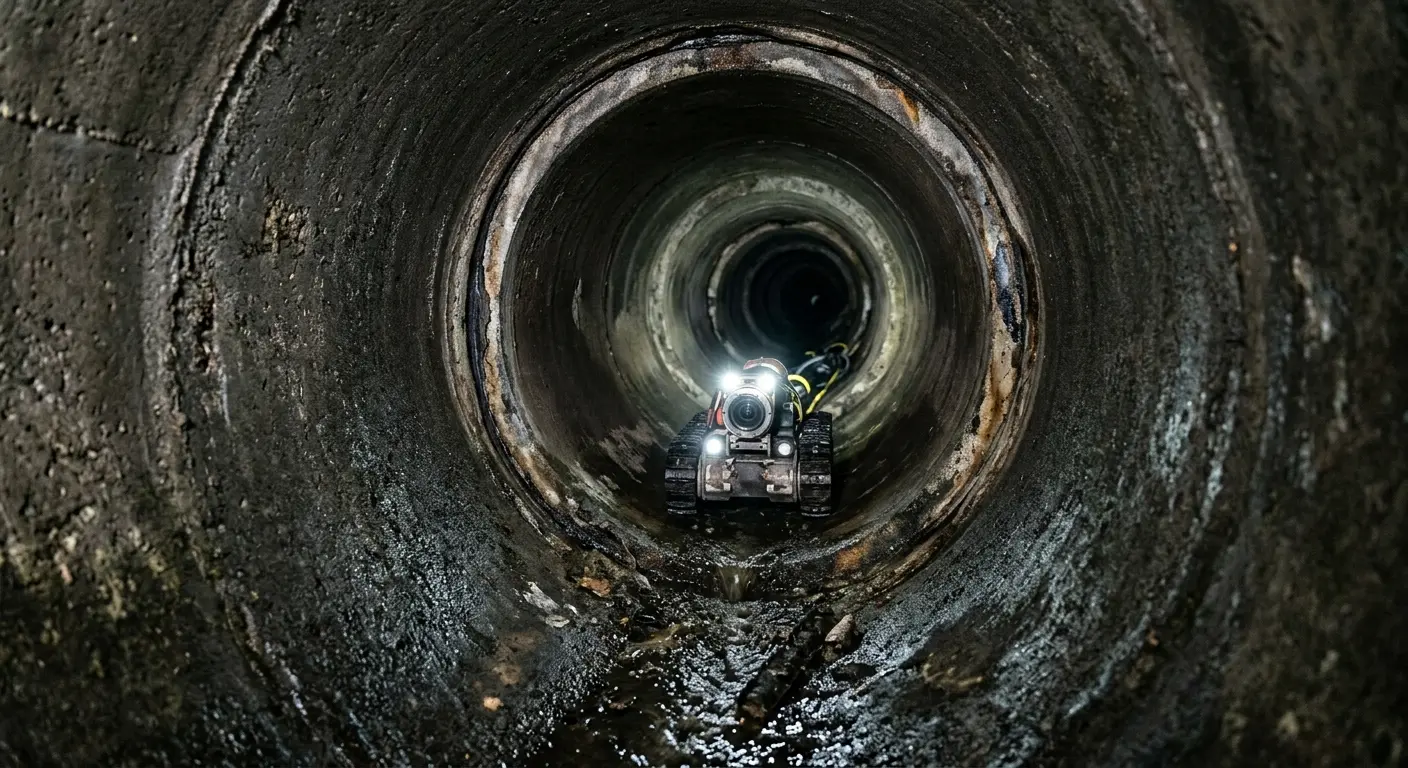 Robotic sewer camera inspecting pipe interior for Sewer Line Repair in Blair